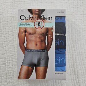 Calvin Klein Trunks Men's L (36-38) Cotton Modal 3 Pack Soft Stretch Refined